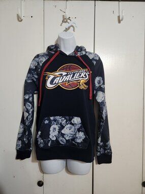 NBA Cleveland Cavaliers Floral Hoodie Womens Medium UNK Raglan Pullover Blue